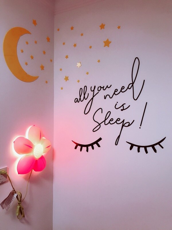 Slaap wimpers goed slapen slaapkamer engels 3d kristal acryl stereo muursticker slaapkamer woonaccessoires