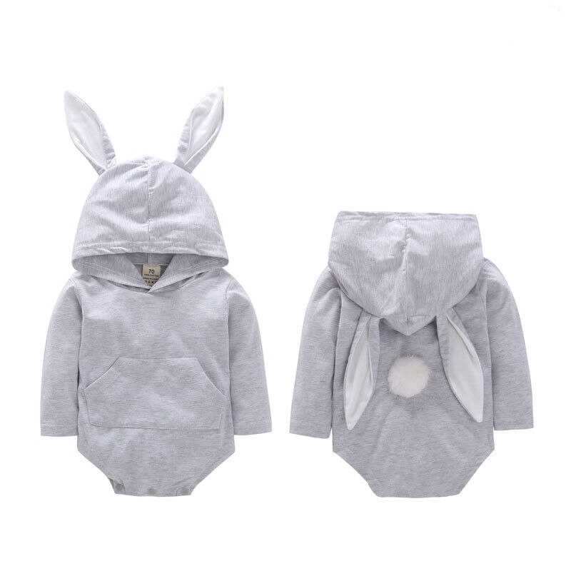 Pudcoco Ons Voorraad Konijn Oor Baby Baby Jongens Meisjes Vallen Kleren Lange Mouwen Hooded Jumpsuit Herfst Kleding Outfit: B / 6m