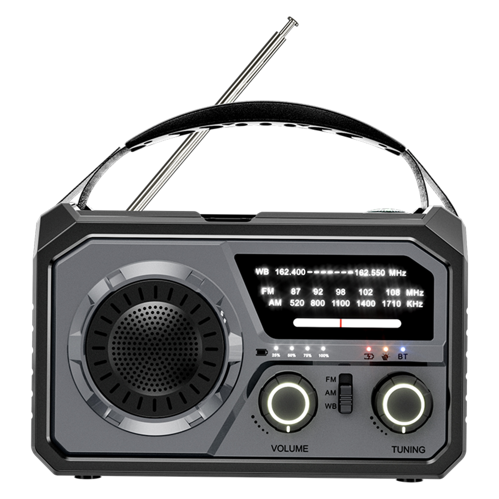 Nødradio er/fm/noaa værradio 12000 mah solcelledrevet håndsveivgenerator bærbar radio med lommelykt powerbank sos-alarm: Hvit