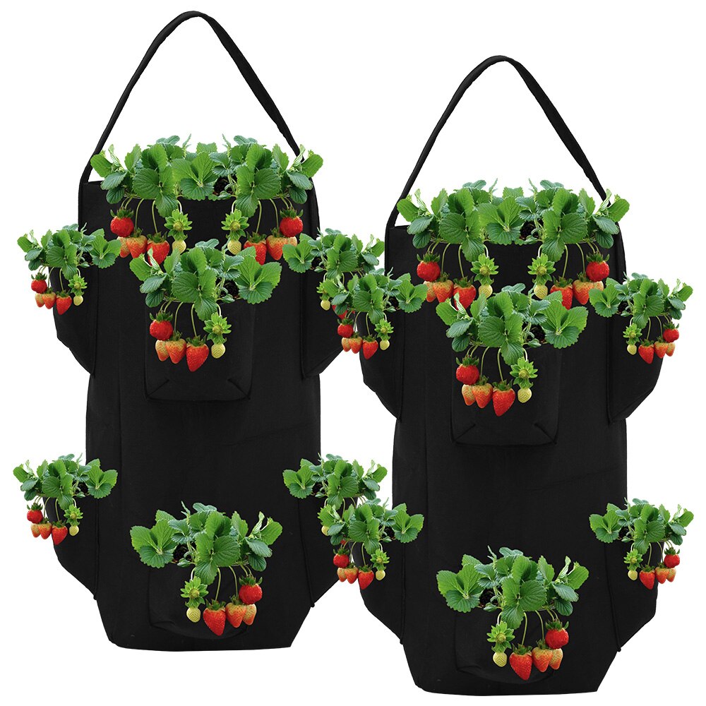 Strawberry Planting Growing Bag 10 Gallons Multi-mouth Container Bags Grow Planter Pouch Root Bonsai Plant Pot Garden Supplies: Default Title