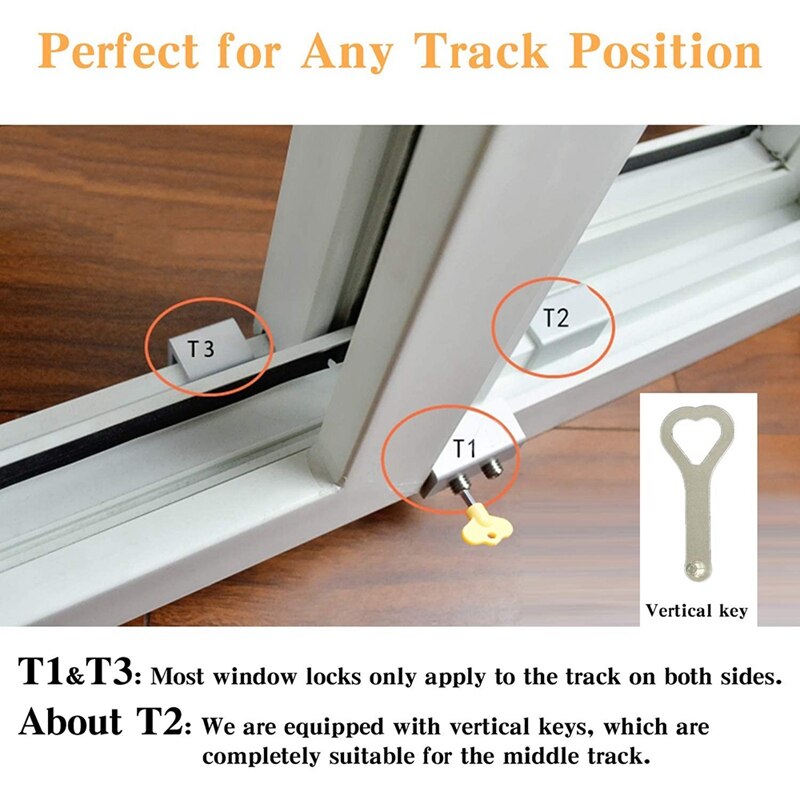 Practical 1Sets Sliding Window Locks, With Key, Window Stoppers For Vertical &amp; Horizontal Slide Door, Adjustable Security Locks