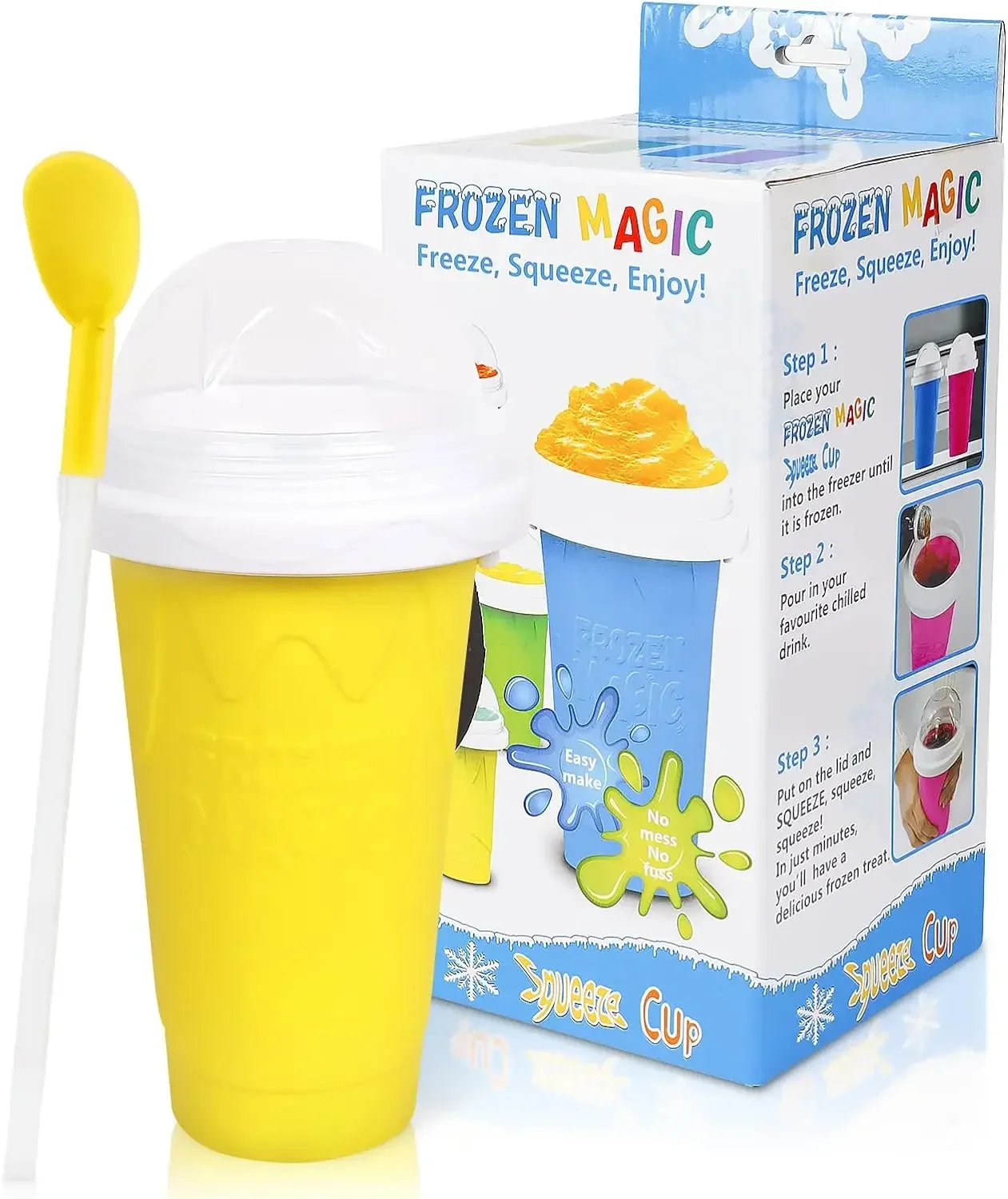 Domowy kubek robić smoothie Szybko mrożjeden lody Butelka na koktajl mleczny Lato DIY Sok mrożony Puchar Zamrożjeden przenośne kubki robić wyciskania Slushie: żółty