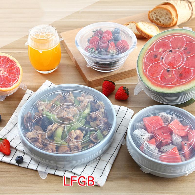 6/1 pcs Home Silicone Stretch Lids Universal Silicone Food Wrap Bowl Pot Lid Silicone Cover Pan Cooking Kitchen Accessories