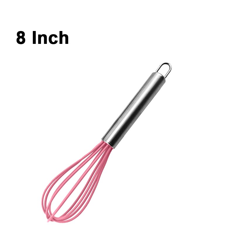 Rvs Garde Keuken Whisk Melk Eiklopper Voor Koken Mengen Kloppen Verslaan Roeren Ballon Garde 8 "10" 12": 8 INCH Pink