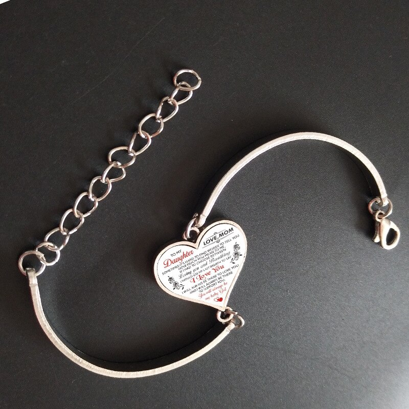 À ma fille femme petite-fille Bracelet amour coeur Bracelets porte-bonheur Bracelets pour femmes filles inspirant lettre bijoux