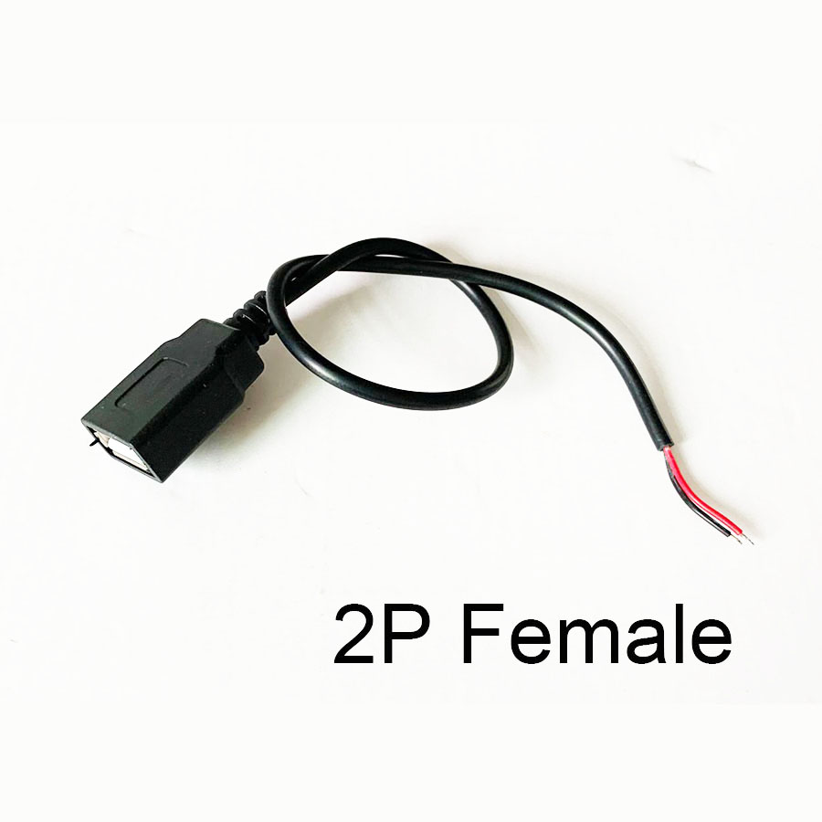 Cable de fuente de alimentación de 30cm, 2 pines, USB 2,0, hembra, macho, 4 pines, cargador, Conector de extensión, línea de 5V, DIY, 1 ud.: Gris oscuro