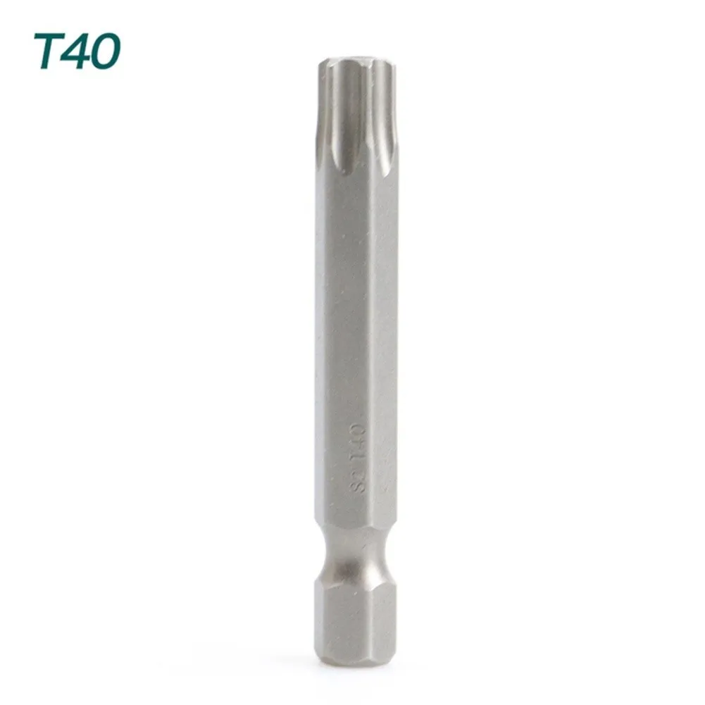 50mm torx skruetrækker bits med hul  t5, t6, t7, t15 t20 t25 t27 t30 1/4 tommer sekskantet skaft elektrisk skruetrækker stjerne bit sæt: T40
