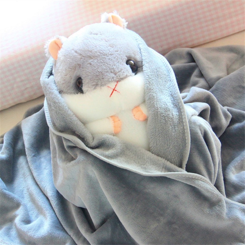 Sødt pudetæppe hamster boligdekoration sengetøj koralfløjl kontorpude fødselsdag sødt fyldt pudetæppe