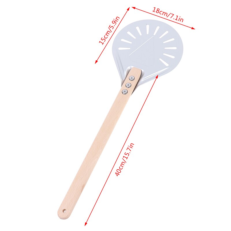 Pizza Draaien Kleine Pizza Schil Paddle Korte Ronde Pizza Tool Non Slip Houten Handvat 7 Inch Geperforeerde Pizza Schop Aluminium