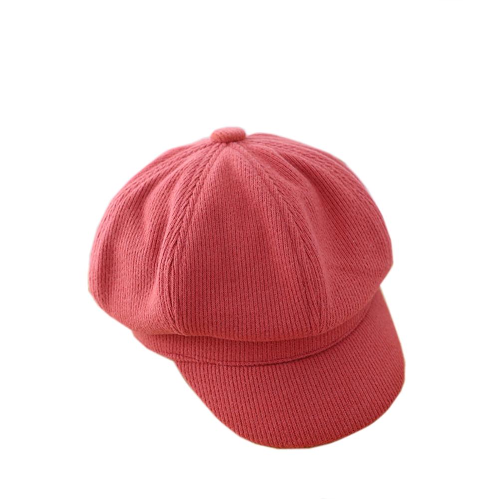 Boina con visera de otoño-invierno para niños y niñas, gorra con visera, gorra con visera, tapa panadera, sombreros octogonales de pintor: Red