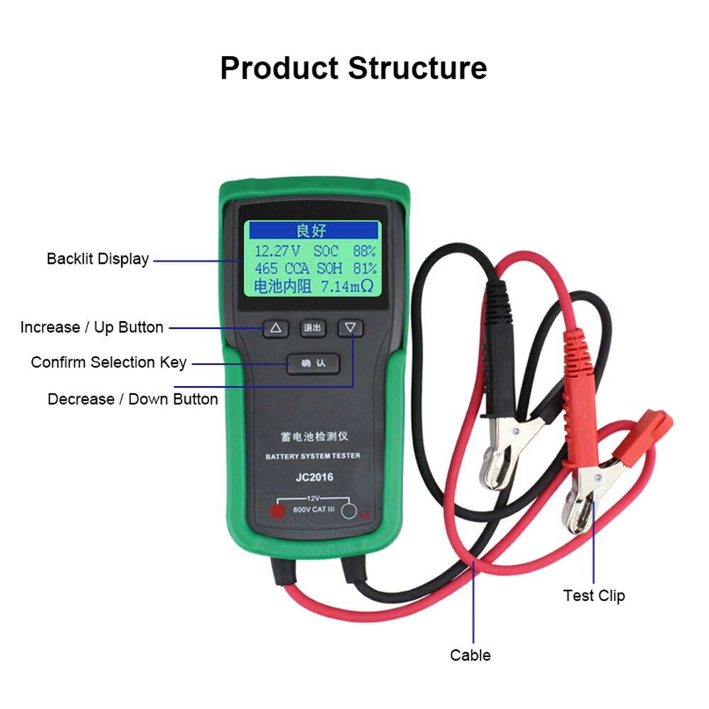 Car Battery Tester Analyzer Lead Acid CCA Load Battery Charge Test Digital Automotive Battery Capacity Tester Diagnostic Tool