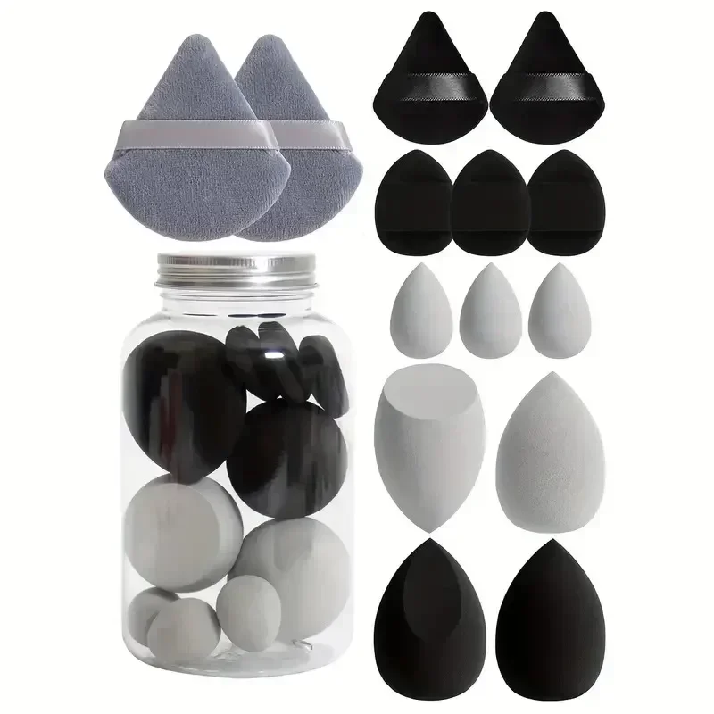 12/14 pçs esponja de maquiagem cosméticos puff fundação esponjas liquidificador beleza ovo pó puffs compõem acessórios ferramentas de maquiagem feminina: Verde
