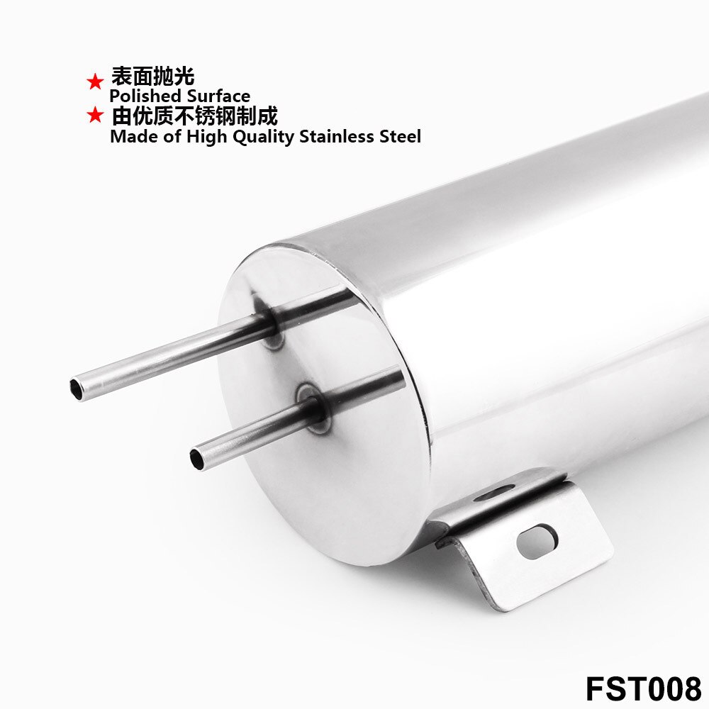 Car Modified Parts Universal Polished Stainless Steel Radiator Cooling Water Bottle Overflow Water Tank