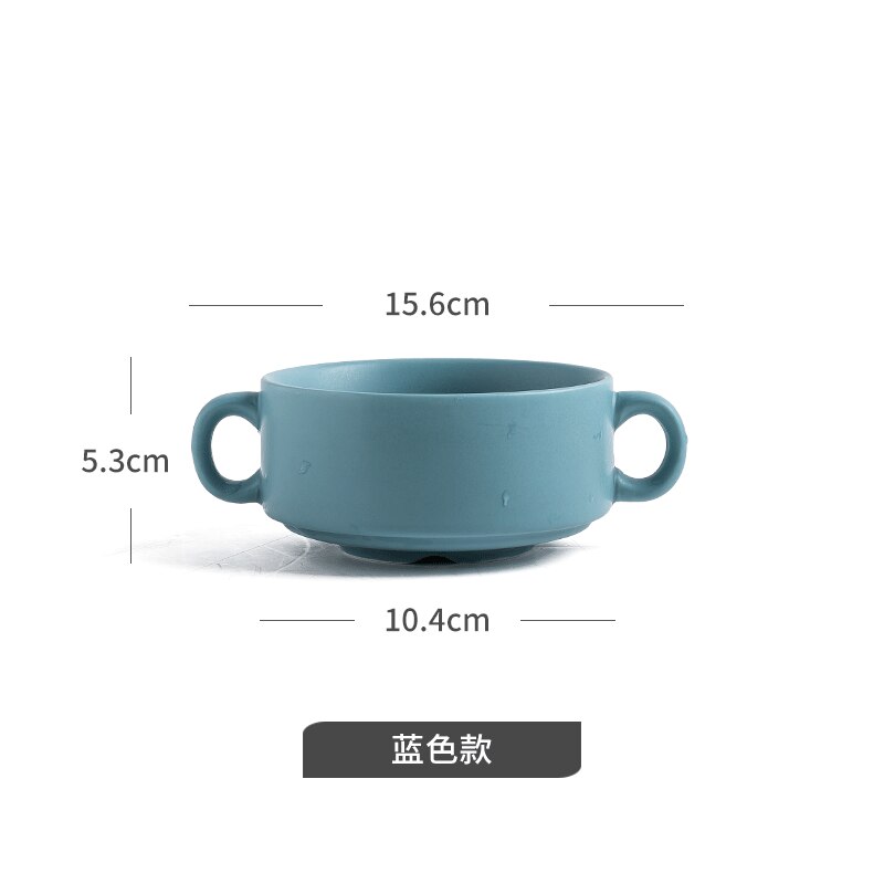 Europäischen Stil Keramik Binaurale Runde Backen Schüssel Gedämpfte Ei Nachtisch Kuchen Snack Schüssel Ofen Spezielle Suppe Frühstück Schüssel Geschirr: Blau