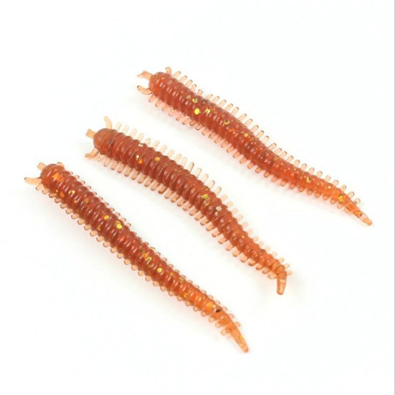 50pcs/Set Sandworms Soft Plastic Worm Fishing Lure 60mm Saltwater Bass Catfish