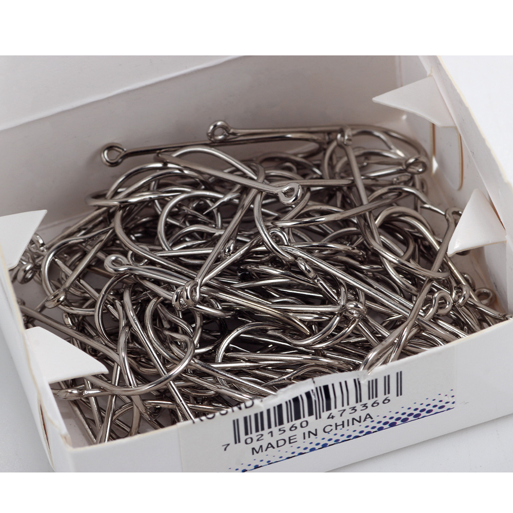 FTK 10#-20# 100Pcs/Box Bent Sea Round Hook 2335 Nickel Big Ringed Hooks From Norway For Jigging Carp Fishhook Fishing Tackle