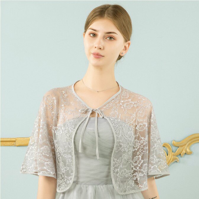 Black red Blush Lace Wedding Jacket Wrap Short Bridal Wraps Shawl Summer Women Evening Bolero Bride Capes Mariage