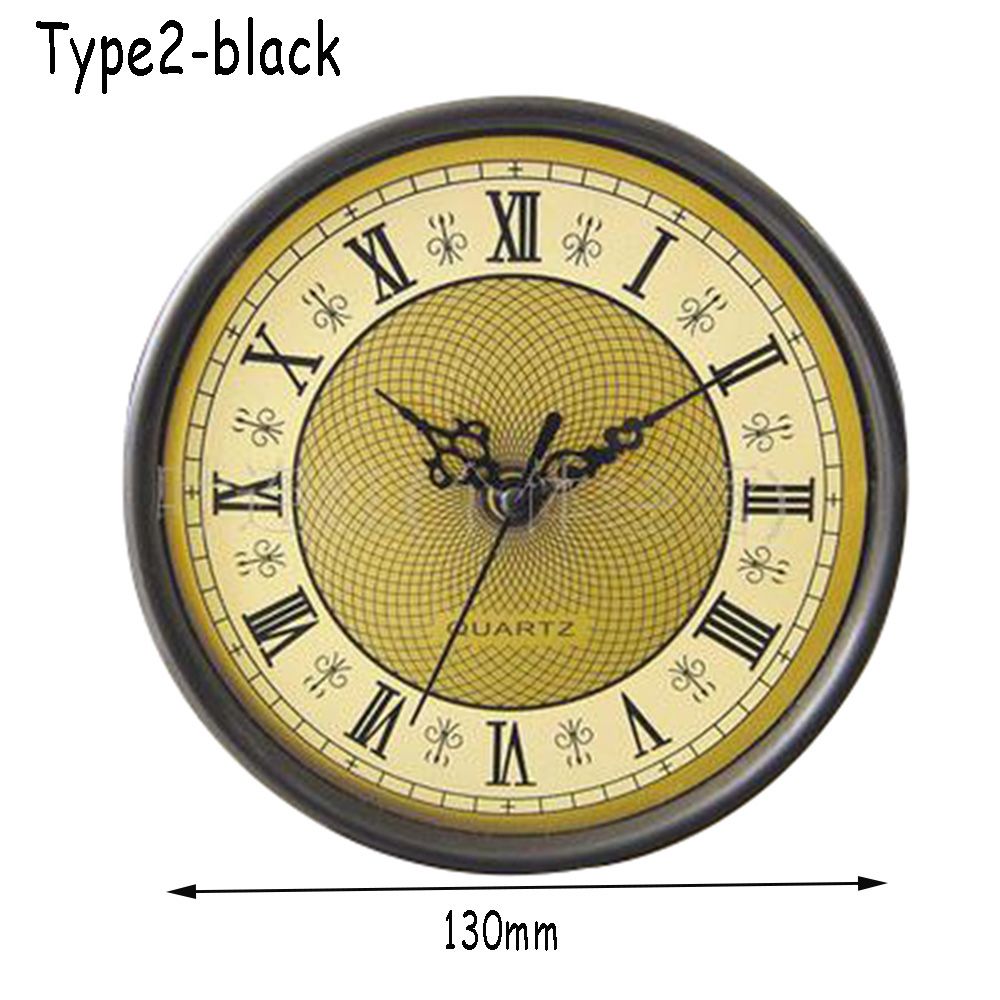 Classic Mute 2-1/2" (65mm) Clock Clock Quartz Mechanism Movement Insert Roman Numeral White Face Gold Trim Practical DIY Parts: Type2-Black