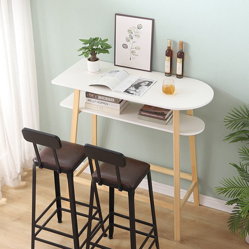 Moderne Smiple Stil Bar Tische Doppel-schicht Massivholz Hohe Tische Kreative Holz Tische Hause Wohnzimmer Bar Möbel HWC