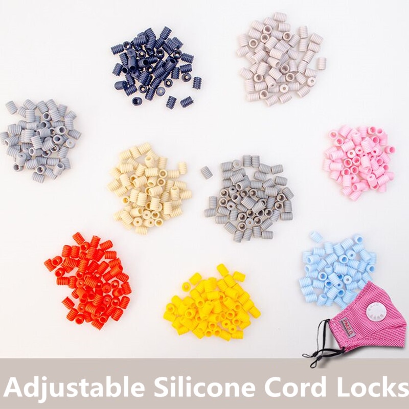 100 stk voksenbørn justerbar silikone ledning låser skridsikker farverig lanyard spænde snore skifter tilbehør