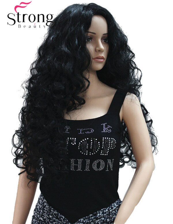 StrongBeauty grube długie warstwy loki bez części pełna peruka syntetyczna peruki damskie wybór kolorów