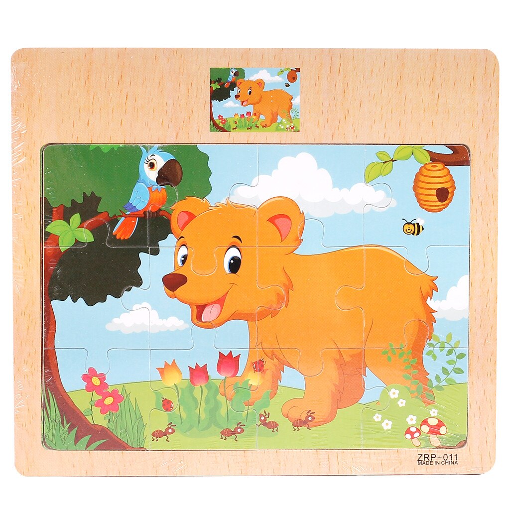 Adults Children Wooden Intelligence Puzzle Cartoon Traffic Puzzles Educational Developmental Baby Kids Training Toy: G