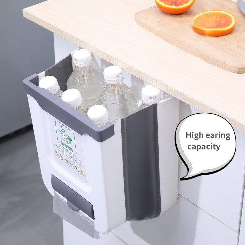 Kitchen Trash Can Foldable Portable Car Trash Can For Bathroom Kitchen Cabinet Door Wall-mounted Kitchen Storage
