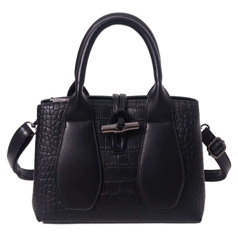 Krokodil axelväska: Svart