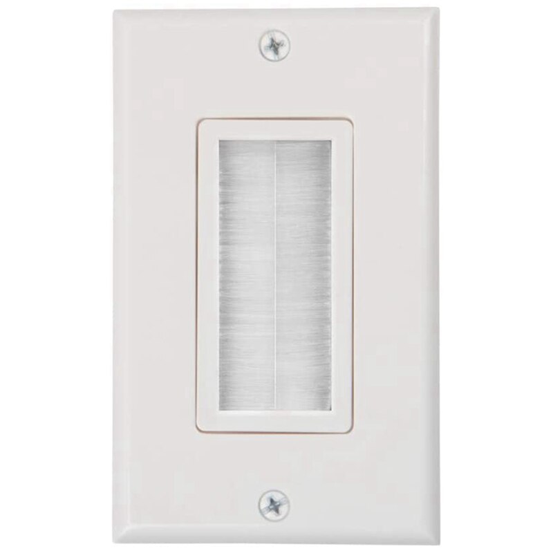 Placa de pared de cepillo, estilo Decora, Cable de paso a través de inserto para cables, correa de acceso de Cable de banda única, enchufe de pared
