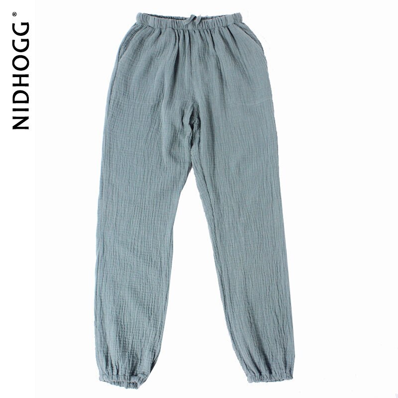 Naisten kotivaatteet unihousut 100%  puuvillakreppi pyjamahousut yksiväriset neulotut löysät unihousut joustava vyötärö oloasu