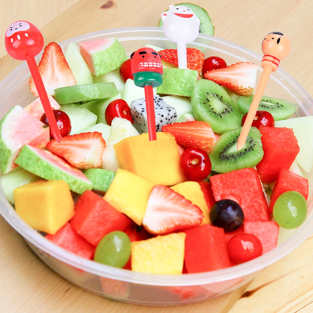 10pcs Cute Cartoon Fruit Fork Set Twisted Party Buffet Fruit Desserts Food Cocktail Sandwich Fork Stick For Home Party Supplies