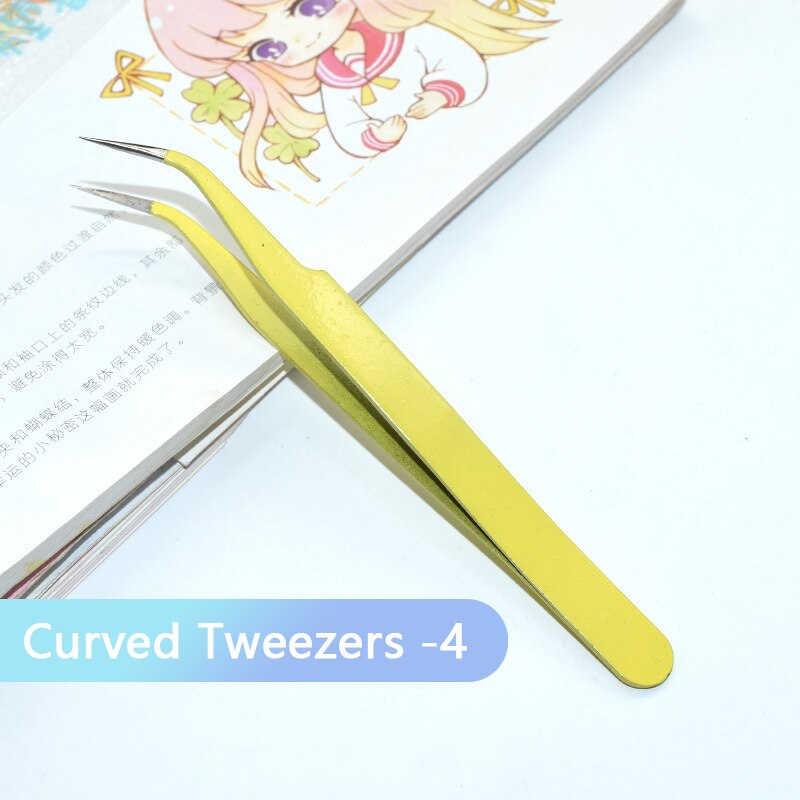 12 Stuks Messen Multifunctionele Vleesmes Scrapbook Sticker Pincet Kleur Non-Slip Handvat Papier Snijden Mes Briefopener: Curved Tweezers-4