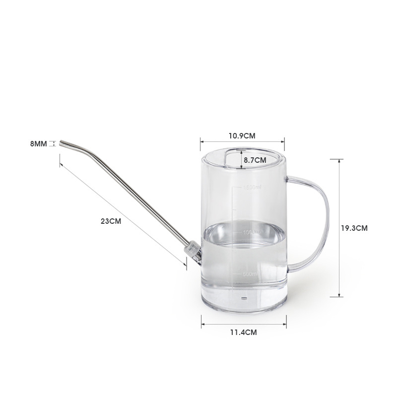 1/1.5/2L Lange Mond Gieter Huishoudelijke Transparante Gieter Tuin Gieter Tool Grote Capaciteit Plant Gieter: Light Grey