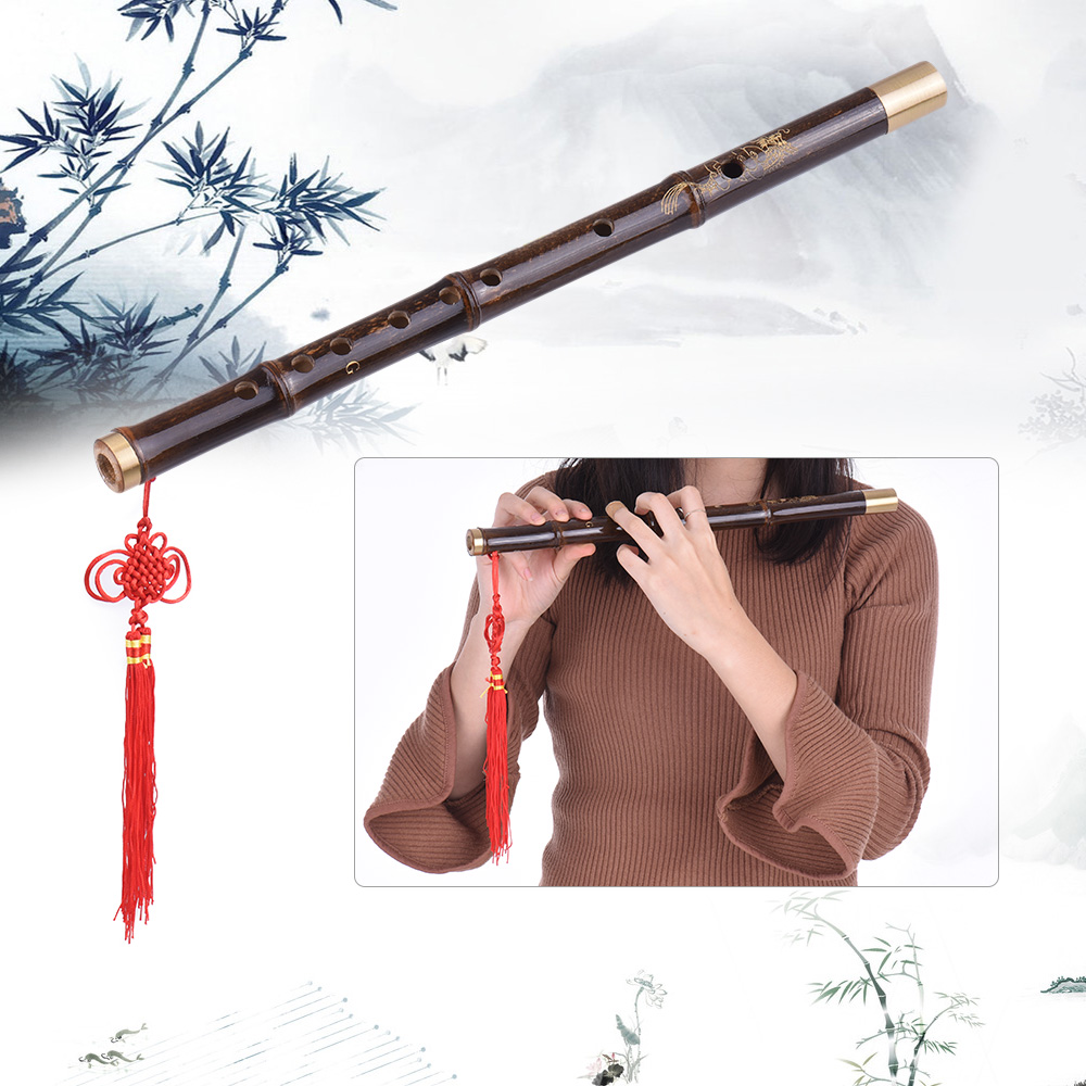 noir bambou Dizi flûte traditionnelle à la main chinois Musical bois Instrument clé de G niveau d'étude