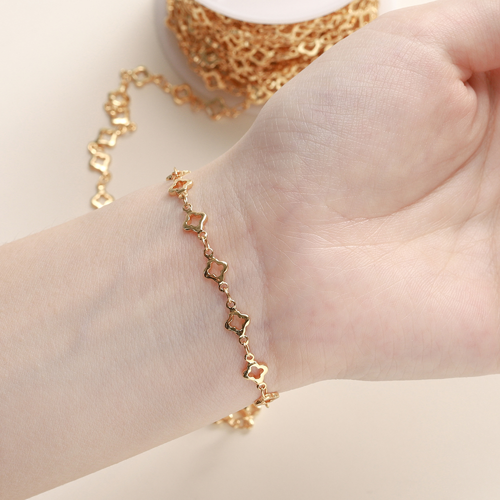 1 metro/paquete 5,5 MM 14/18K cadena rombo de latón chapado en oro para la fabricación de joyas collar pulseras cadena suministros para fabricación de joyas