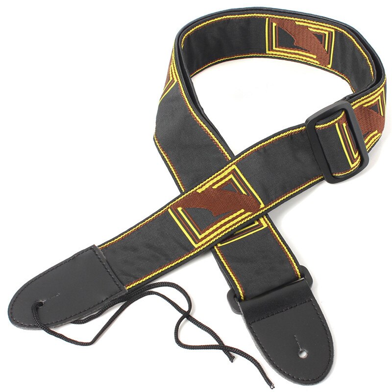 Classic Embroidery Acoustic Electric Guitar Strap Ajustable Nylon Strap PU Leather Ends Free Shippng