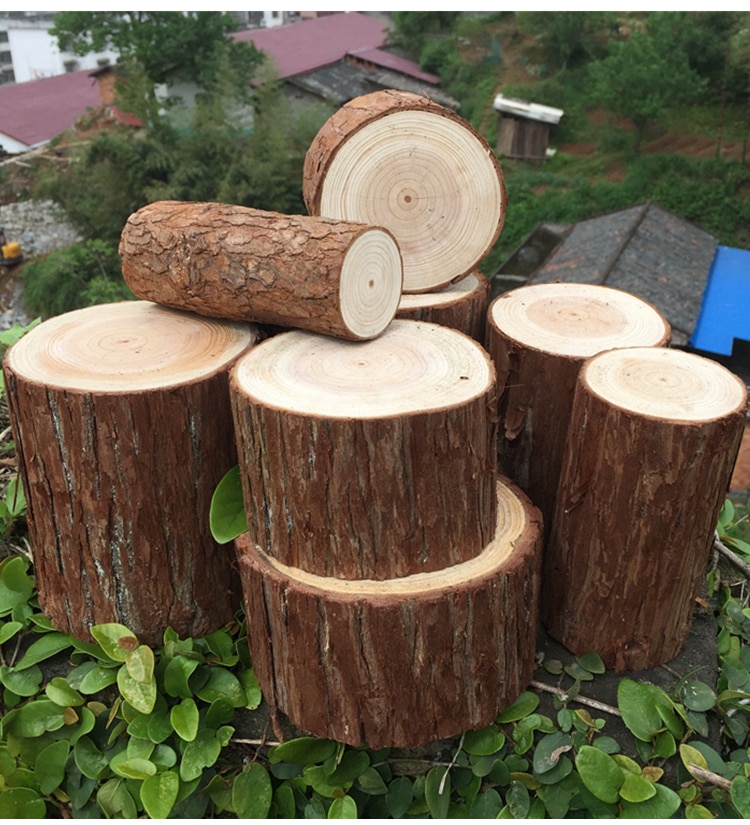 1Pc Kleine Houten Stapel Base Ornamenten Stump Originele Hout Boom Fotografie Foto Tool Handmatige Diy Decoratie Onvoltooide Hout