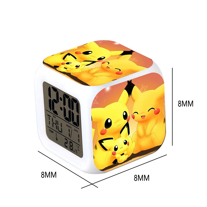 Pet Monster Alarm Clock LED Digital Clock 7 Color Changing Night Light Glowing Kids Desk Clock Children with Thermometer