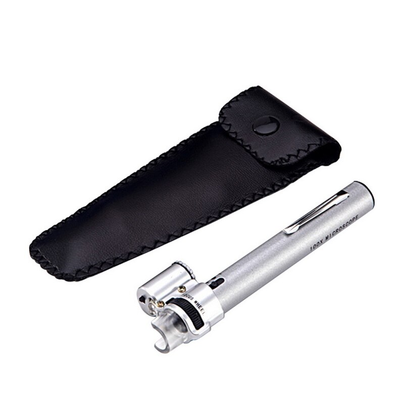 100x Portable Magnifier Tool With Light Multifunction Pocket Led Adjustable Focal Microscope Loupe Mini Zoom Handheld Jewelry: A