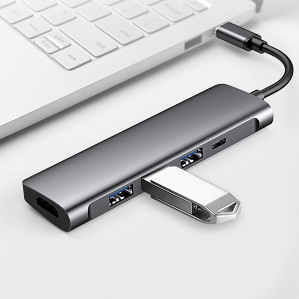 5 in 1 Laptop Docking Stationen Aluminium Legierung Gehäbenutzen Verlängerung Dock Typ-C zu USB-C 3 USB 3,0 HDMI PD Konverter Splitter