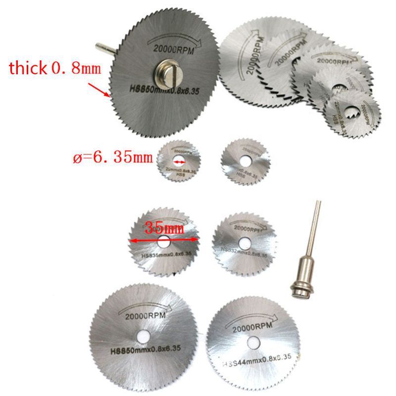 7PCS Kit HSS Circular Saw Blade Mini Cutting Disc For Dremel Rotary Tool Diamond Wood Carving Discs Drill Mandrel Cutting off