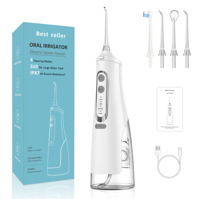 Xiaomi Munddusche USB Aufladbare Wasser Flosser Tragbare Dental Wasser Jet 310ML Wasser Tank Wasserdicht Zahn Reiniger Reise: WHITE