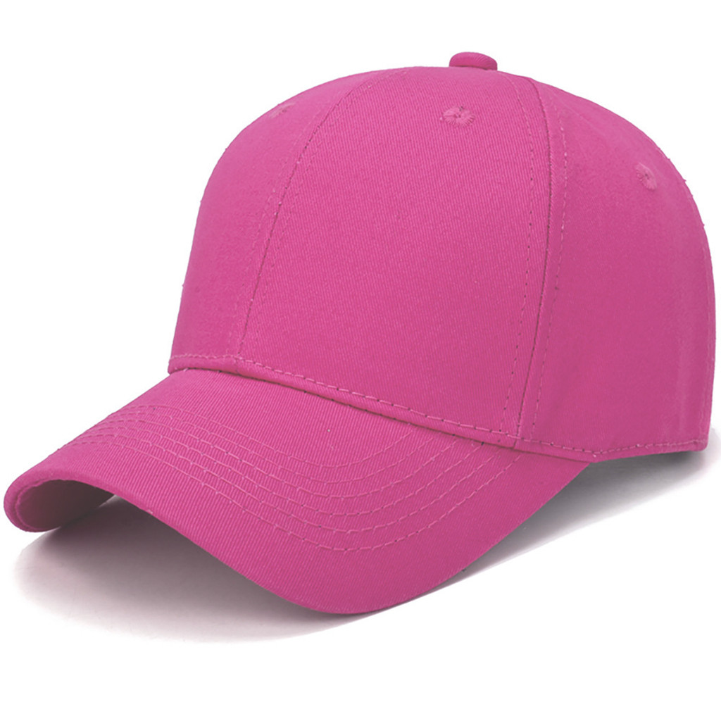 Berretto Da Baseball di modo Degli Uomini Delle Donne Della Protezione di Estate Uomo Del Cappello Del Cotone Regolabile Unisex di Snapback di Hip-Hop di Colore Solido Cappelli Outdoor caps: Hot Pink