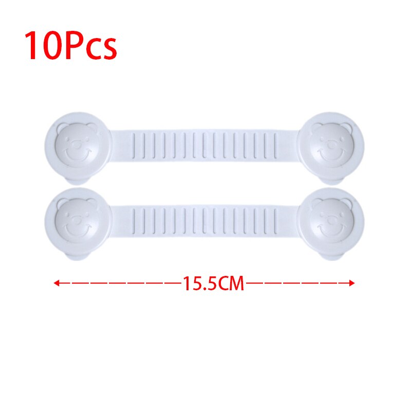 Plastic Kind Ladeblokkering Kids Veiligheid Sloten Baby Bescherming Venster Koelkast Kasten Wc Hangslot Deur Vergrendelingen: 15.5cm White10pcs