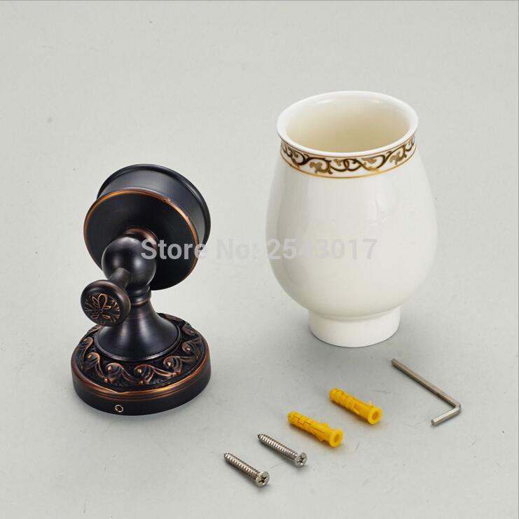Euro stil kopp & amp; glashållare enkel keramisk kopp badrumstillbehör väggmonterad svart carving finish  zr2662