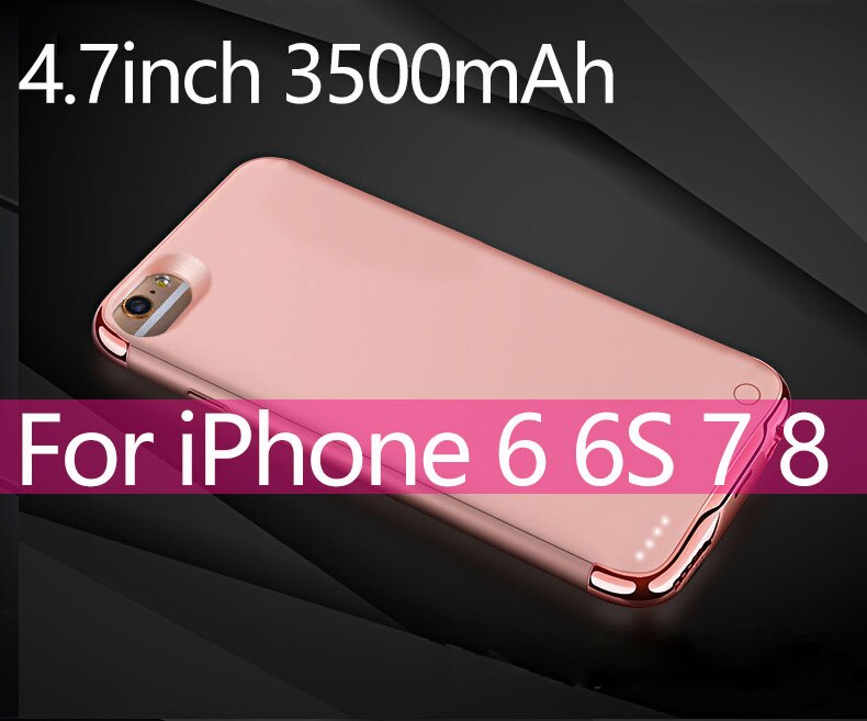 3500/4000Mah Battery Charger Case Voor Iphone 6 6s 7 8 Power Bank Ultra Dunne Externe Backup Battery Case Voor Iphone 6 6s 7 8Plus: Rosy i6 6S 7 8