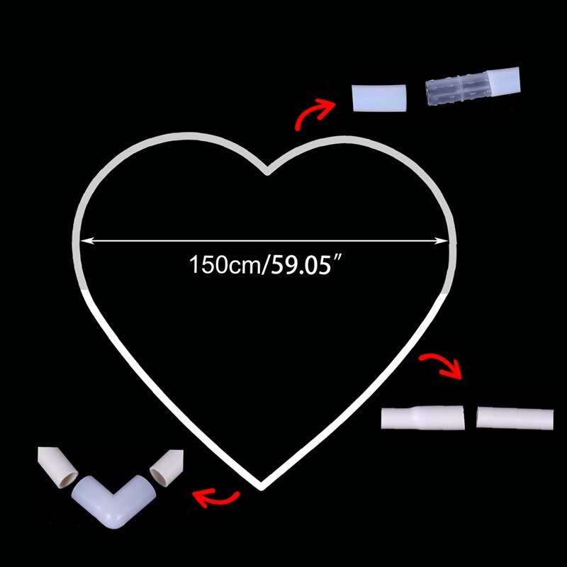 150Cm Hart Ballonnen Boog Ronde Cirkel Base Frame Hartvormige Liefde Ballon Stand Voor Wedding Baby Shower Verjaardagsfeestje decor