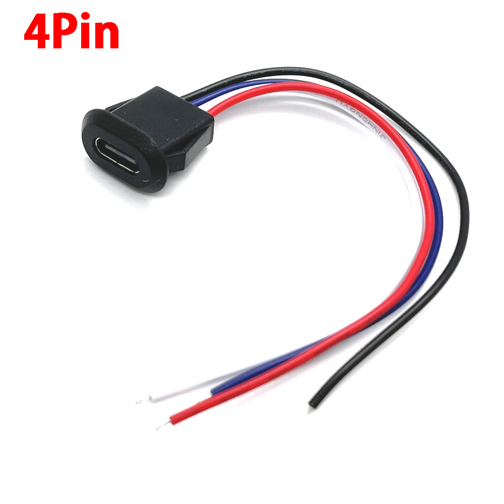 1 stk. 4 -bens usb c-stik type-c vandtæt med  ph 2.0- møtrikkers låseplade, hun-tpc højstrøms hurtigopladningsstik med cc-ben: Grøn