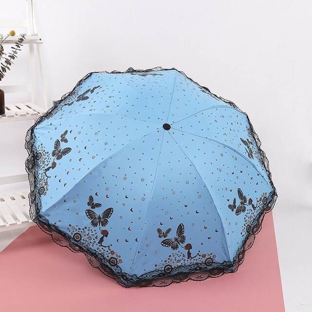 Neue Tragbare spitze Regenschirm, pflaume Blume Blüte Sonnenschirm 3 Falten regenschirm UV sonnig/Regen sonnenschirm spitze sonnenschirm: 06