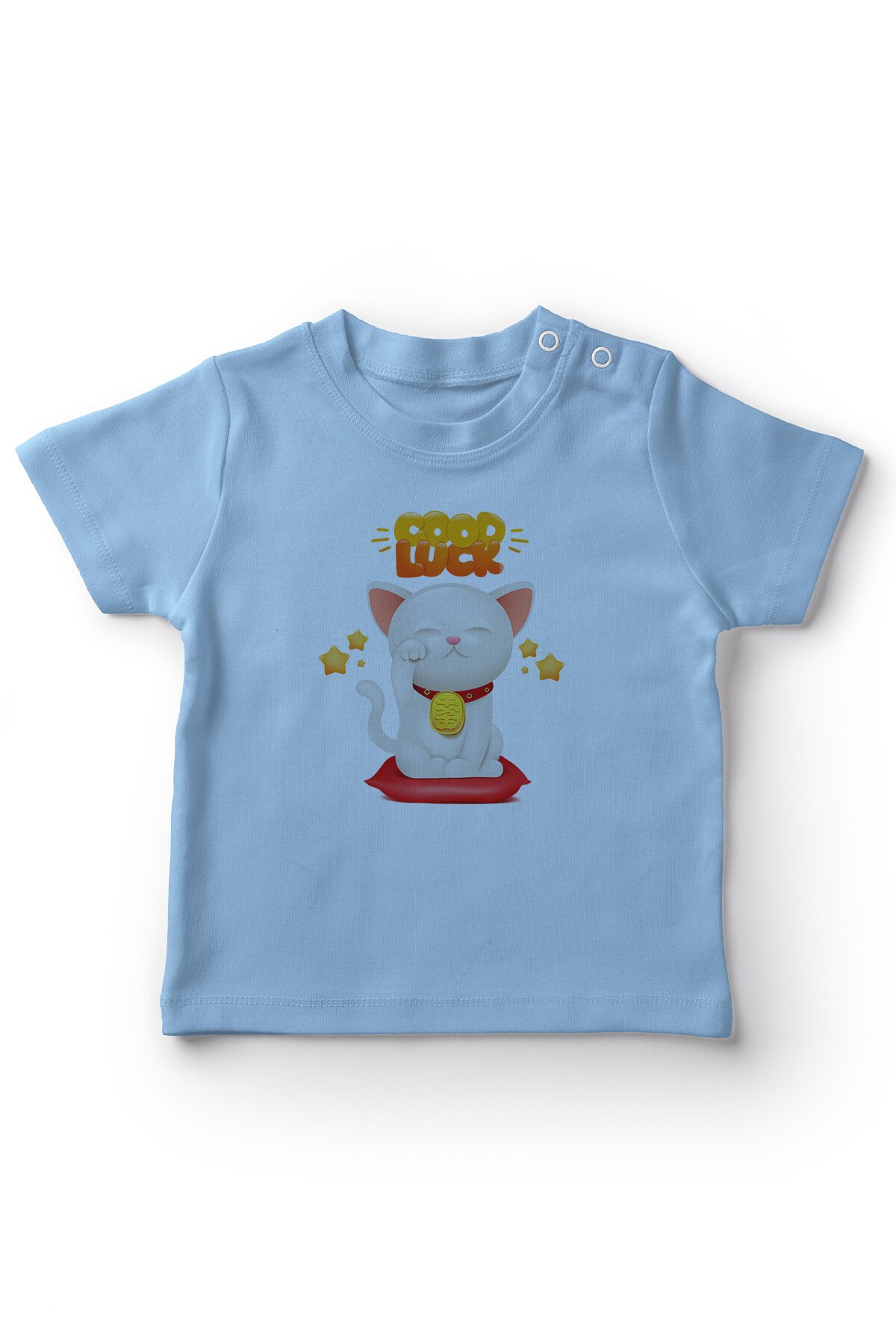 Angemiel Baby Geluk Brengen Kat Baby Boy T-shirt Blauw